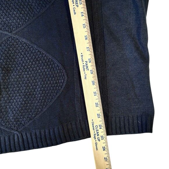 UMGEE Blue Sweater Fringe Bell Sleeves V Neck Boxy Cable Knit - Picture 7 of 9